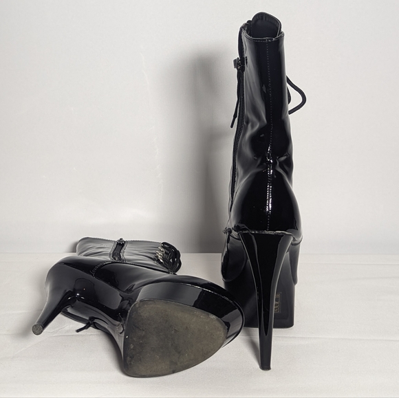 NEW Ellie Shoes Womens 609-diana Lace-up Platform 6" Heel boot Sz 10 black - Picture 3 of 4